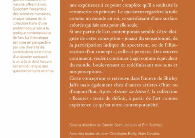 Beautés, L'Art comme expérience, Shilrey Jaffe & pratiques contemporaines, Lienart (4e de couverture)
