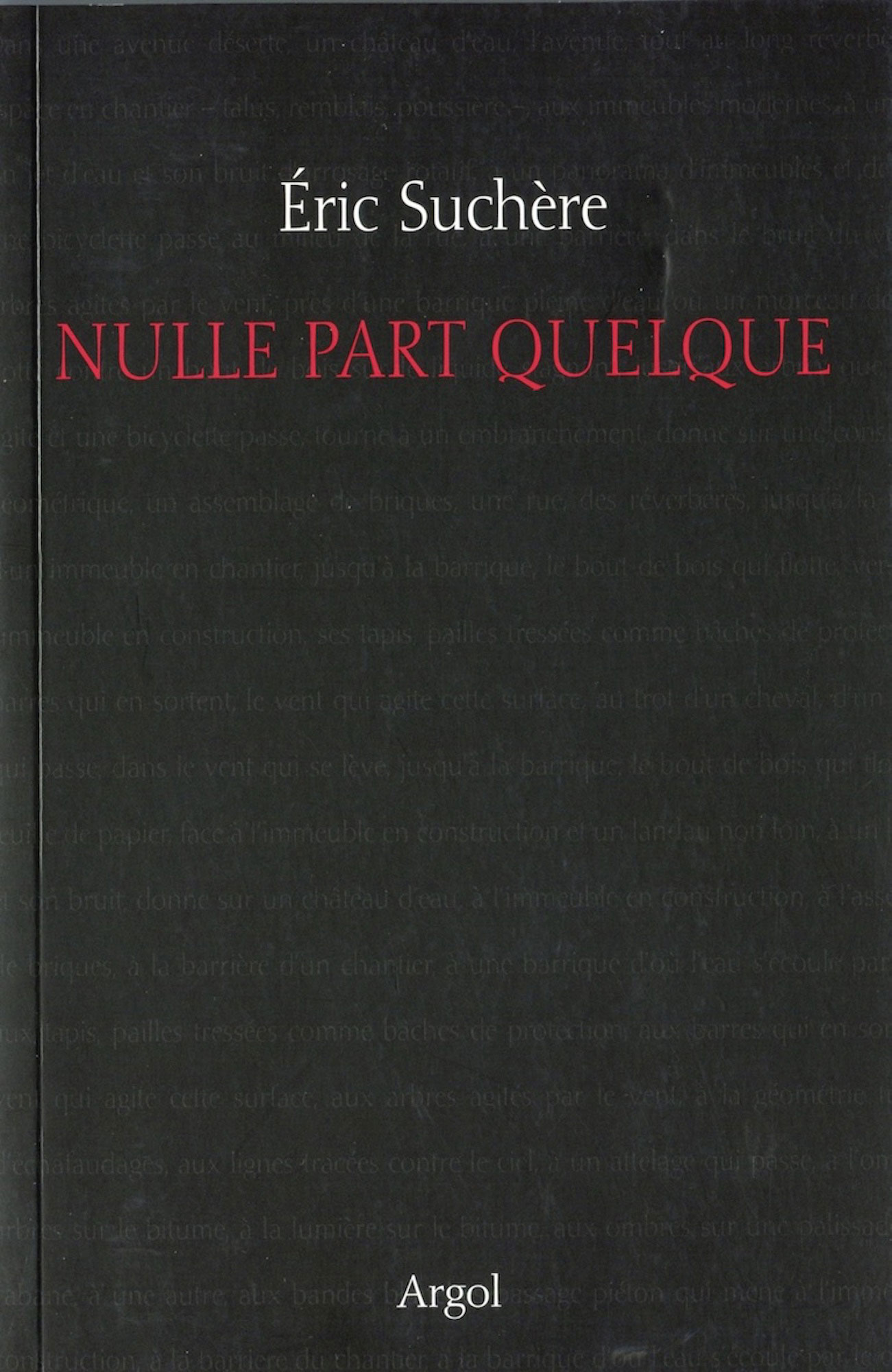 Éric Suchère, Nulle part quelque, Argol (couverture)