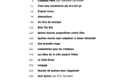 Jack Spicer, C'est mon vocabulaire qui m'a fait ça, Le Bleu du ciel, 2006, p. 347
